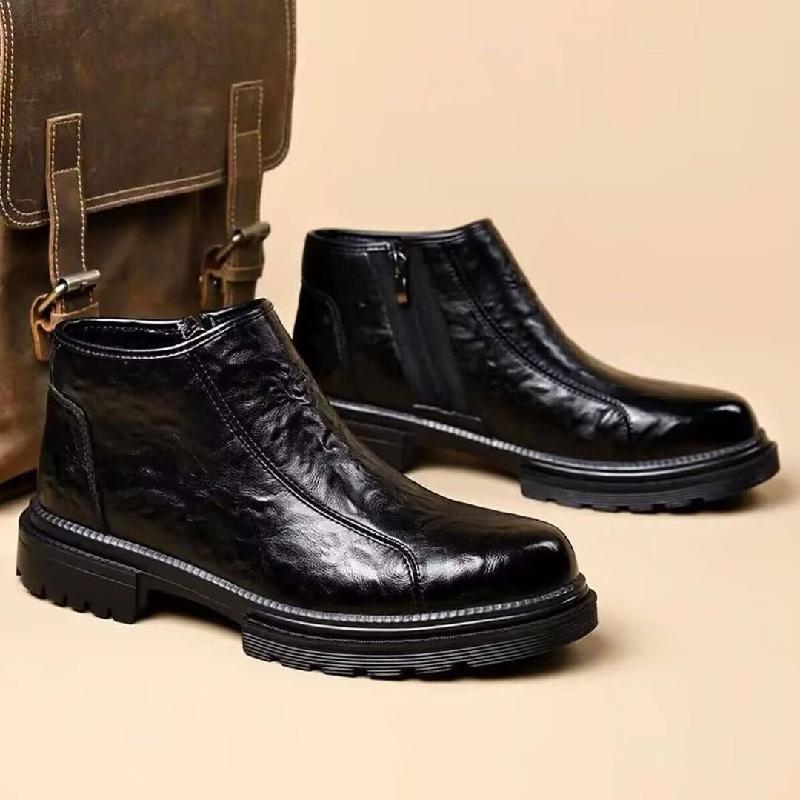 Men's Plush Warm Leather Ankle Boots