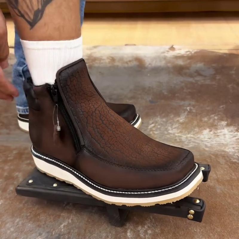 Men's Cowhide Platform Vintage Ankle Boots
