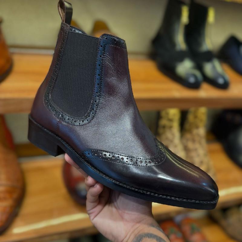 Men's Pointed Toe Handmade Leather Ankle Boots