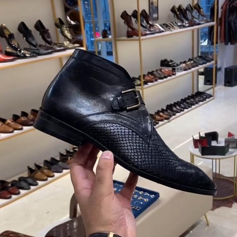 Men's Cobra Leather Ankle Boots