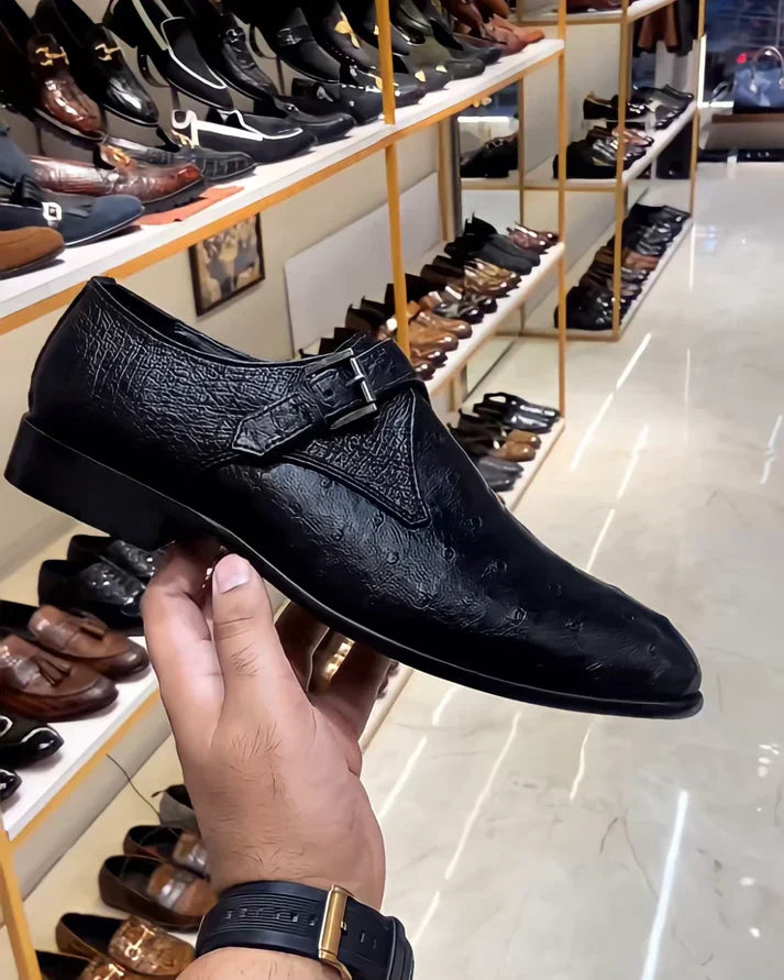 Real Ostrich Skin Scaled Single Monks