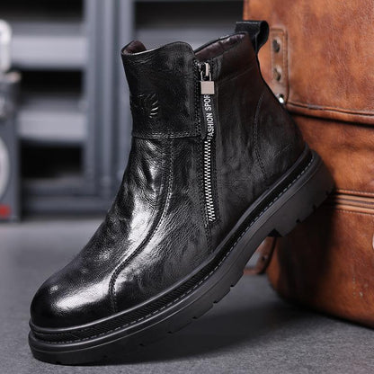 Men's Genuine Leather High Top Warm Boots