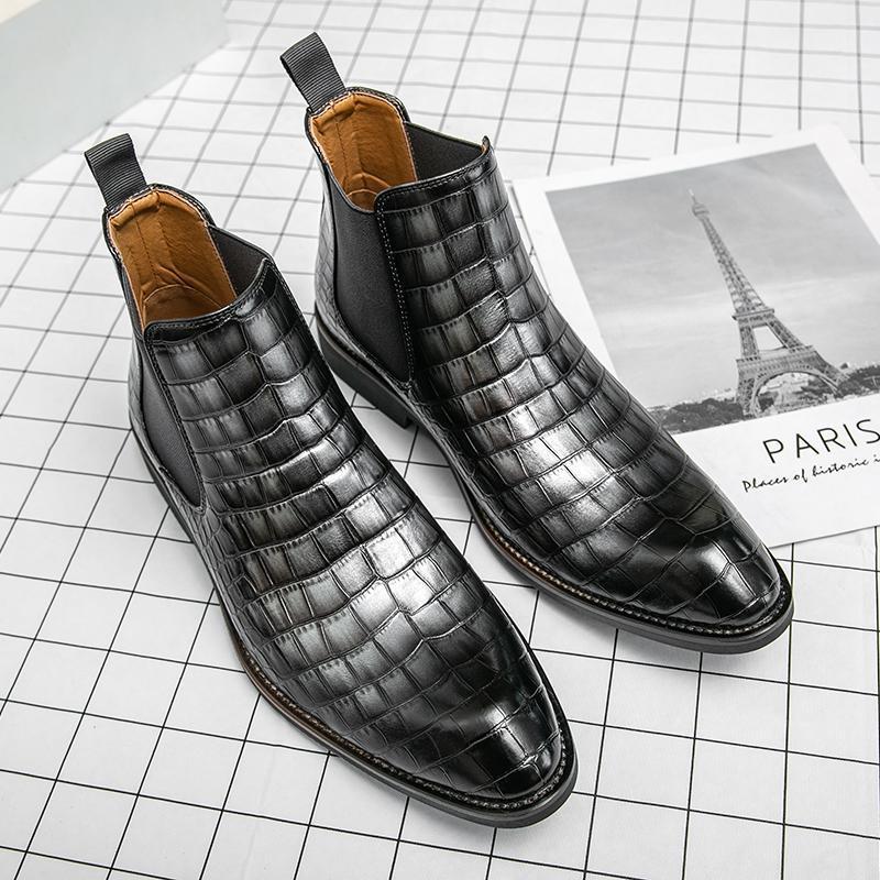 High Top Crocodile Leather Men's Chelsea Boots