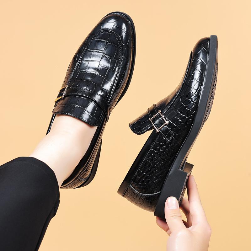 New Crocodile Pattern Men's Pointed Toe Formal Leather Shoes