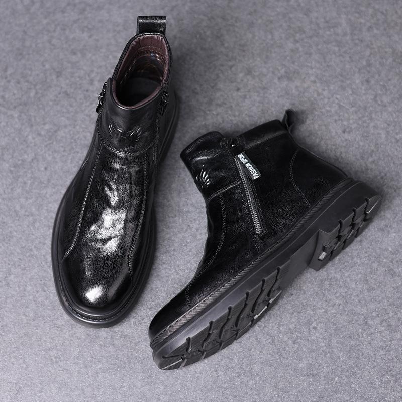 Men's Genuine Leather High Top Warm Boots