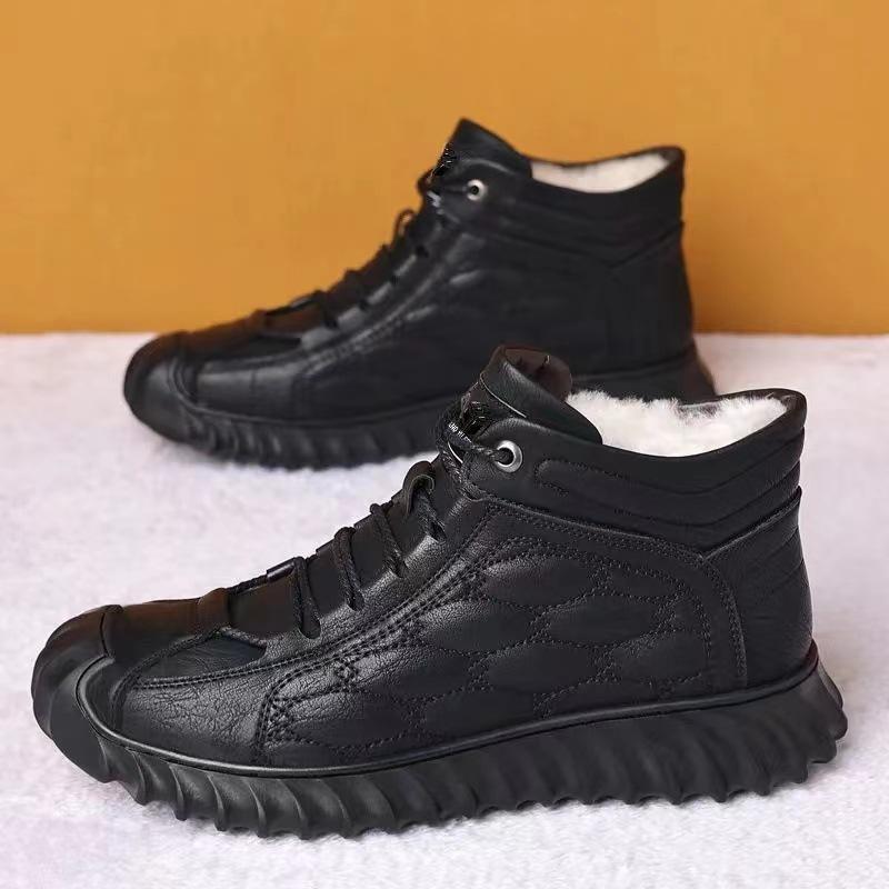 Men's Black Wool Winter Warm Casual Shoes