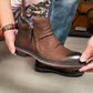 Men's Pleated Vintage Zipper Ankle Boots