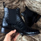 🔥Best Seller🔥Crocodile Leather Classic Black Ankle Boots