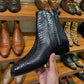 Men's Zip-up Crocodile Leather Ankle Boots