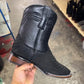 Men's Crocodile Block Heel Flat Toe Ankle Boots