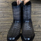 Italian Handmade Black Crocodile Leather Boots