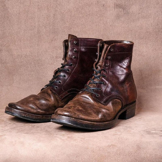 Men's Colorblock Cowhide Handmade Vintage Boots