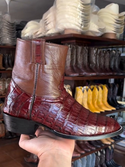 Italian Handmade Crocodile Leather Ankle Boots