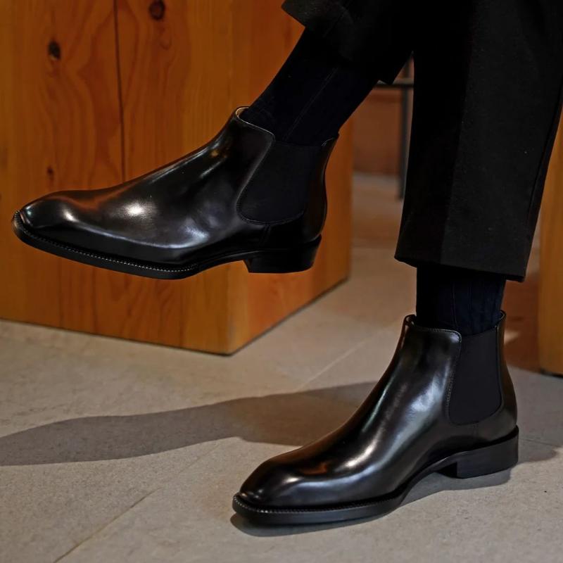 Men's Black Chelsea High Top Boots