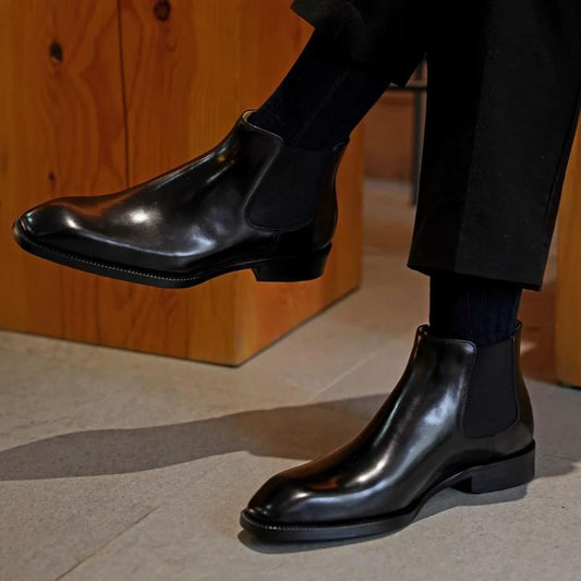 Men's Black Chelsea High Top Boots