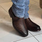 Italian Handmade Crocodile Leather Men's Ankle Boots
