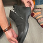 Men's Pleated Vintage Zipper Ankle Boots