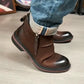 Men's Pleated Vintage Zipper Ankle Boots