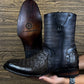 Italian Handmade Black Crocodile Leather Boots