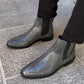 Men's Silver Snakeskin Pattern Ankle Boots