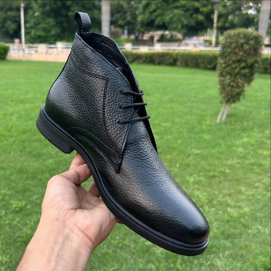 Men's Soft Genuine Leather Black Chukka Boots