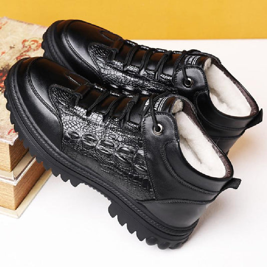 Men's Winter Wool Warm Cowhide Shoes