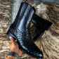 Men's Handmade Black Ostrich Leather Boots