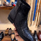 Black Cobra Scaled High-top Zipper Boots