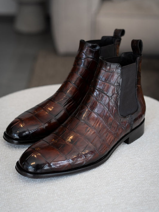 Exquisite Crocodile Chelsea Boots