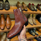 Men's Zip-up Crocodile Leather Ankle Boots