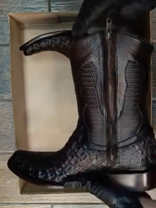 Italian Handmade High-End Crocodile Leather Boots