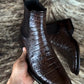 🔥Best Seller🔥Crocodile Leather Classic Brown Ankle Boots