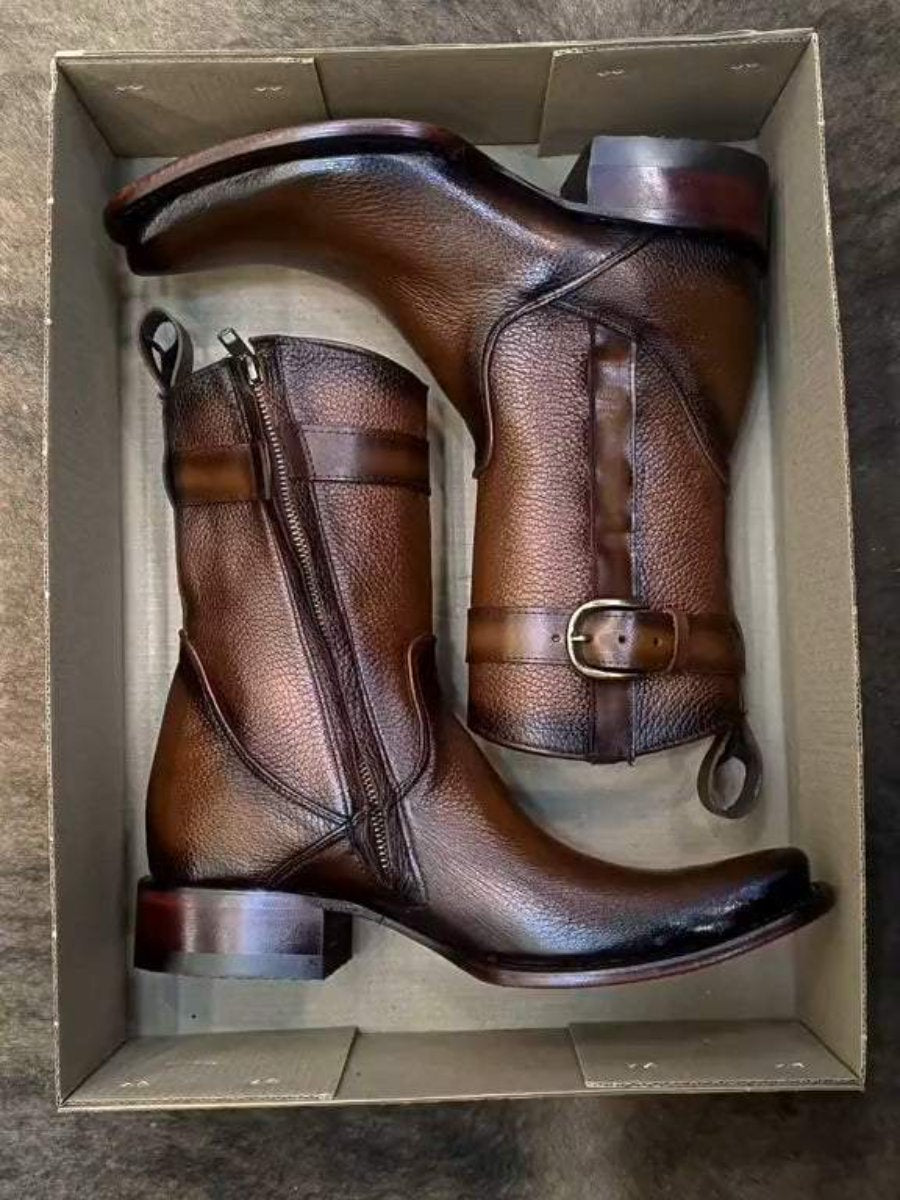 2024 New Men's Handmade Leather Cowboy Boots