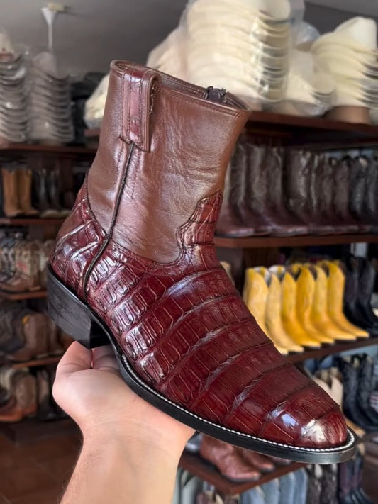 Italian Handmade Crocodile Leather Ankle Boots