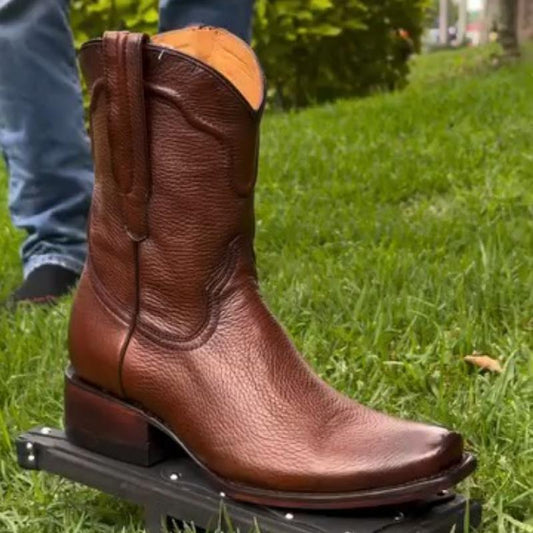 Men's Classic Genuine Deerskin Brown Cowboy Boots