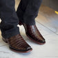 New Men's Pointed Toe Handmade Crocodile Leather Boots