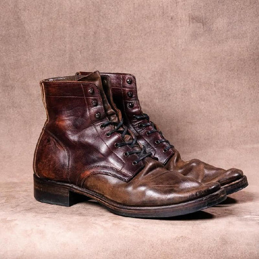 Men's Colorblock Cowhide Handmade Vintage Boots