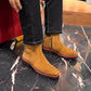 Suede Side Zipper Hand-Stitched Boots