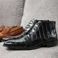 Men's Genuine Leather Stone Pattern Ankle boots