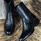 Men's Handmade Black Ostrich Leather Boots