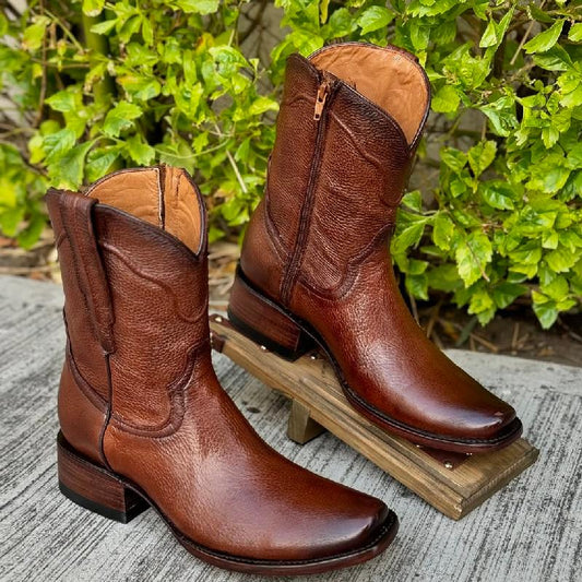 Men's Classic Genuine Deerskin Brown Cowboy Boots