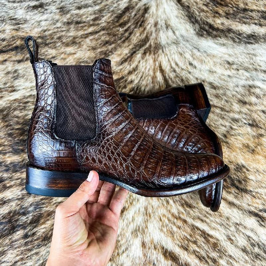 Italian Handmade Crocodile Leather Men's Chelsea Boots