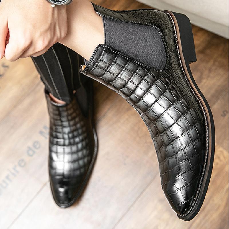 High Top Crocodile Leather Men's Chelsea Boots