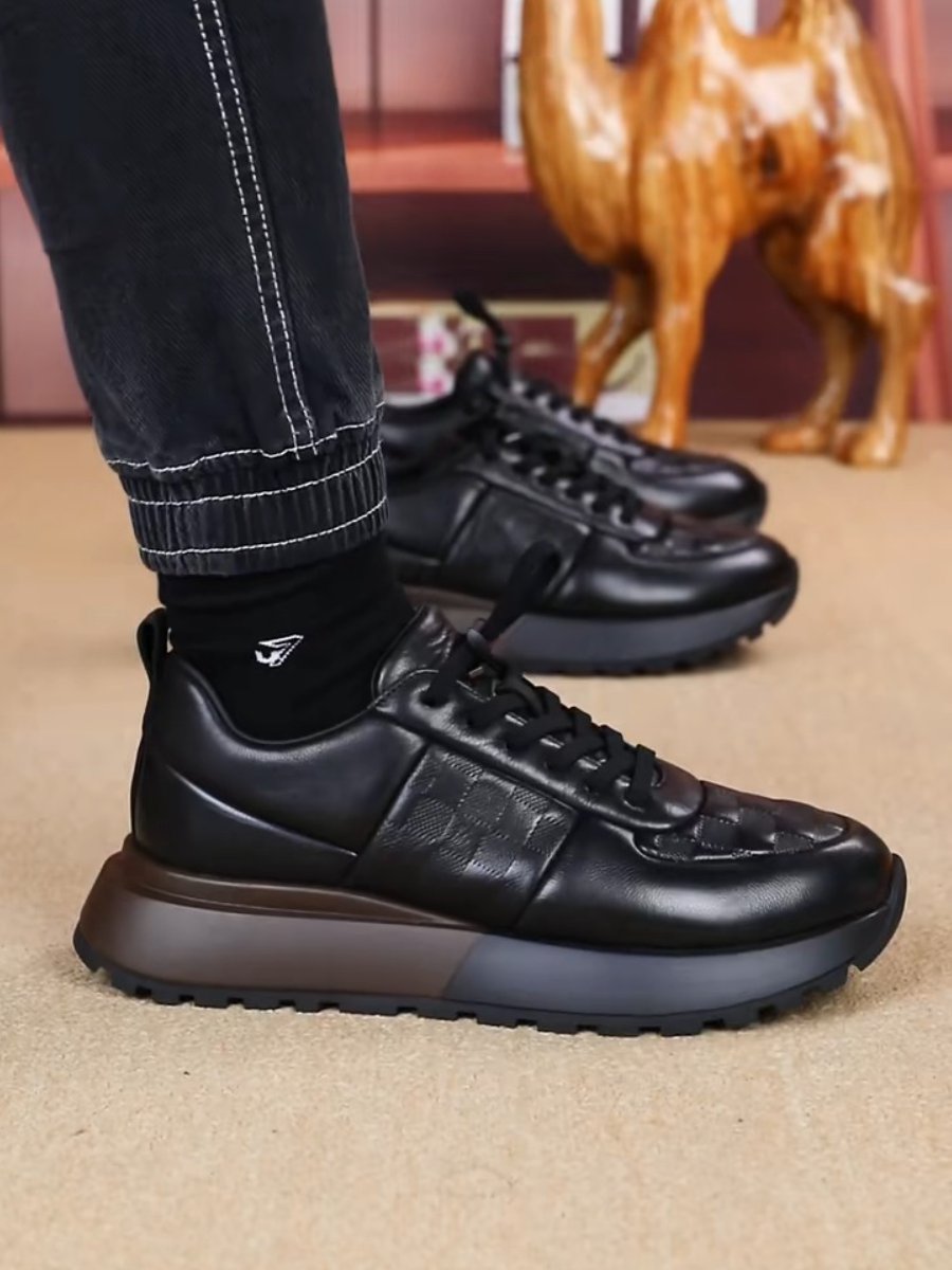 Men's Checkerboard Leather Casual Shoes