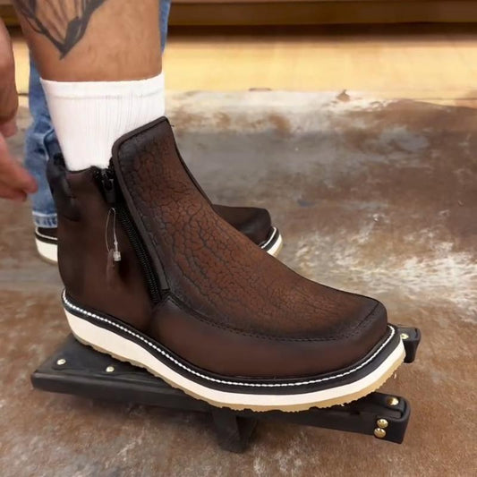 Men's Cowhide Platform Vintage Ankle Boots
