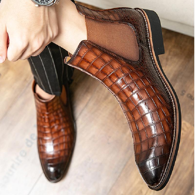 High Top Crocodile Leather Men's Chelsea Boots