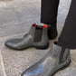 Men's Silver Snakeskin Pattern Ankle Boots