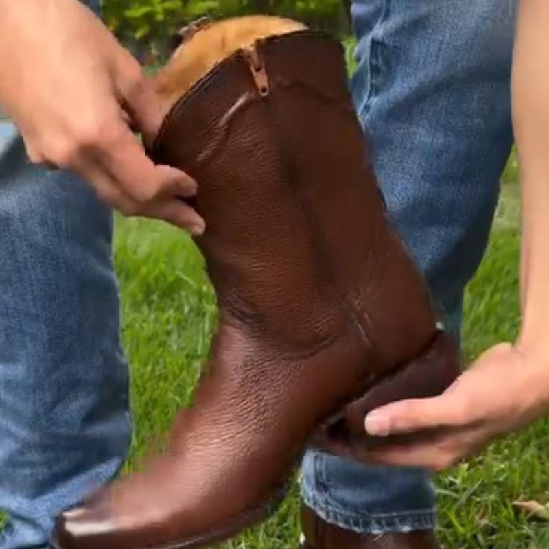 Men's Classic Genuine Deerskin Brown Cowboy Boots