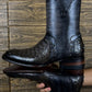 Italian Handmade Black Crocodile Leather Boots